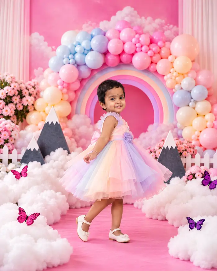 Rainbow balloon theme shoot